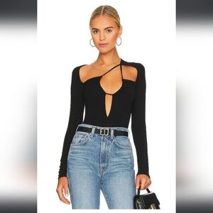 Superdown Black Asymmetrical Cut-Out Bodysuit